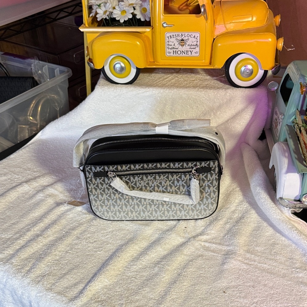 Michael Kors Monogram Black and White Crossbody Bag